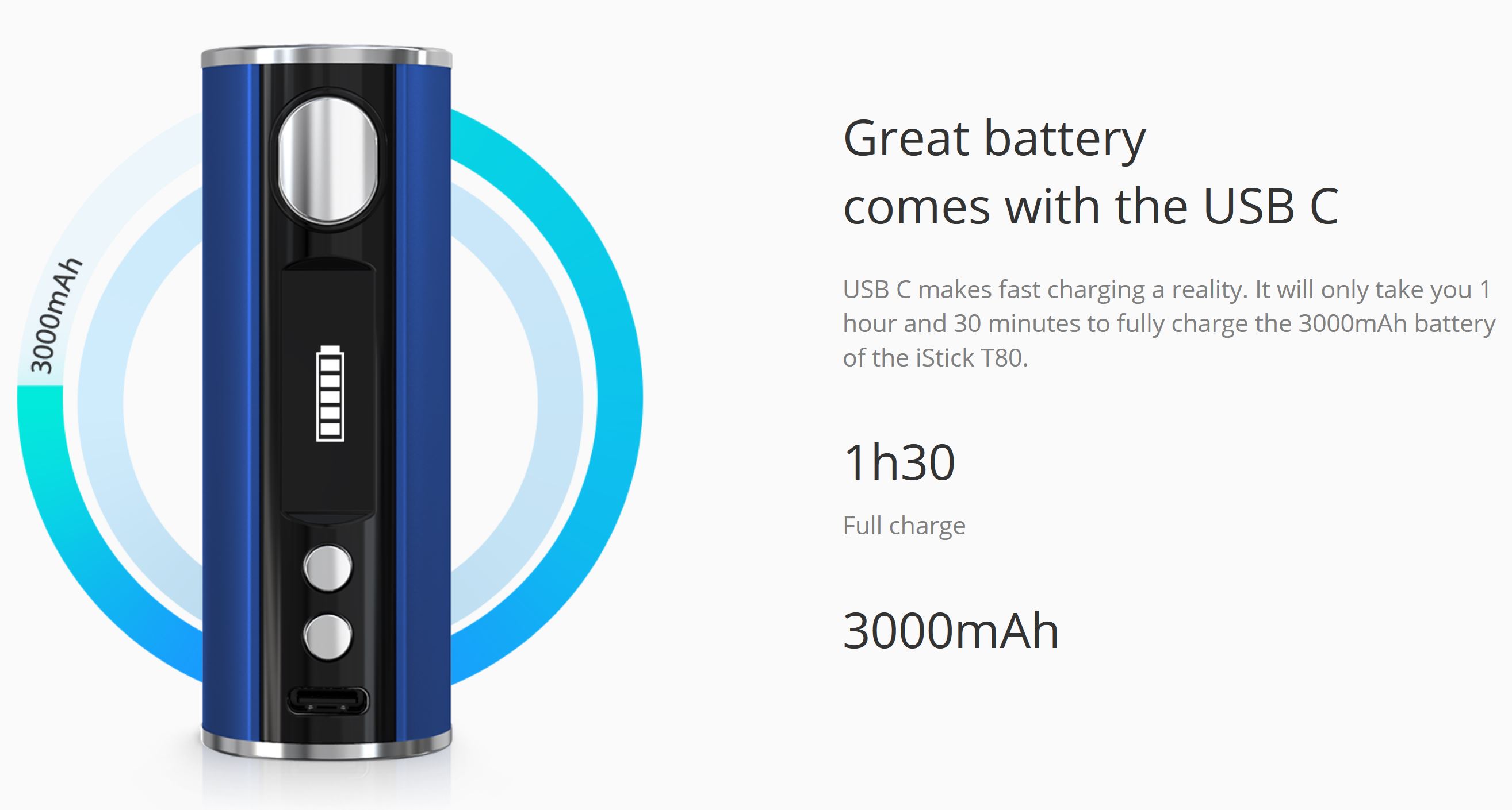 iSmoka Eleaf iStick T80 80W Grip Easy Kit 3000mAh stříbrná