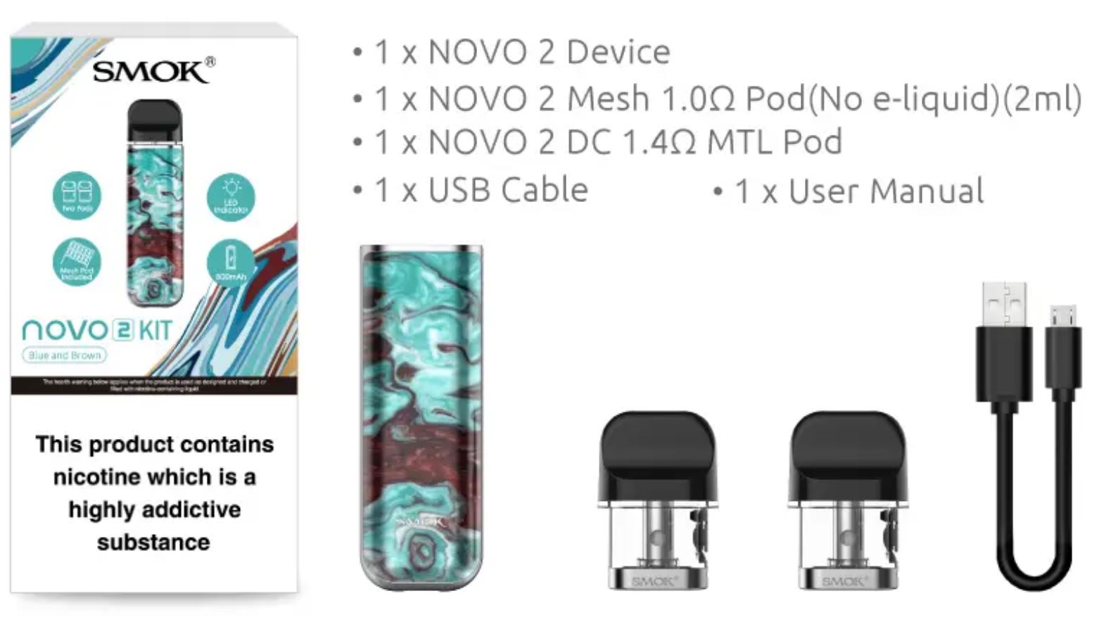 Smoktech NOVO 2 elektronická cigareta 800mAh Green and Red 1ks