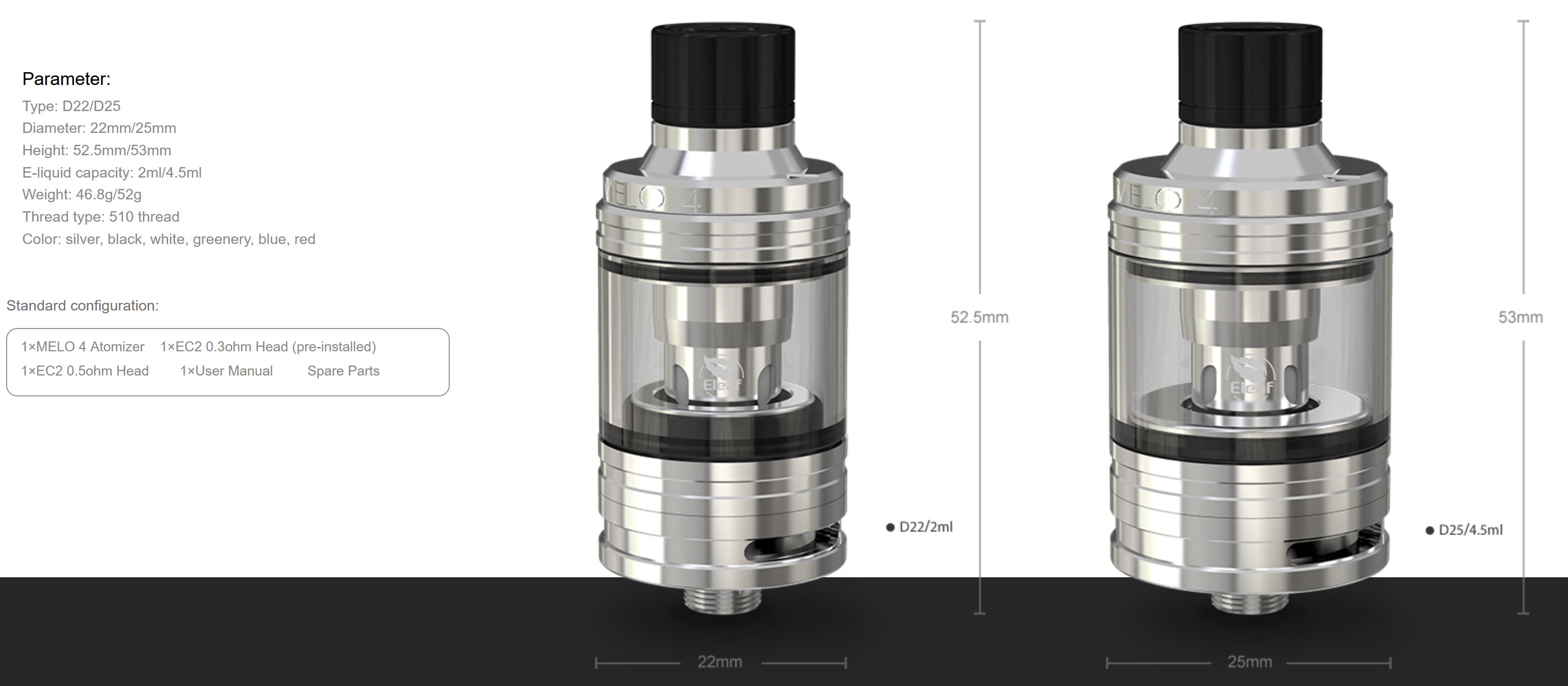 iSmoka-Eleaf Melo 4 clearomizer Black 2ml