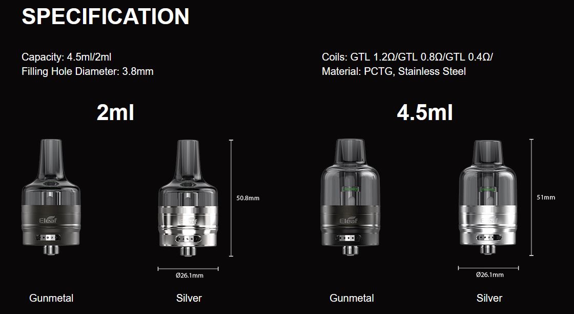 iSmoka-Eleaf GTL Pod Tank clearomizer Silver  4,5ml