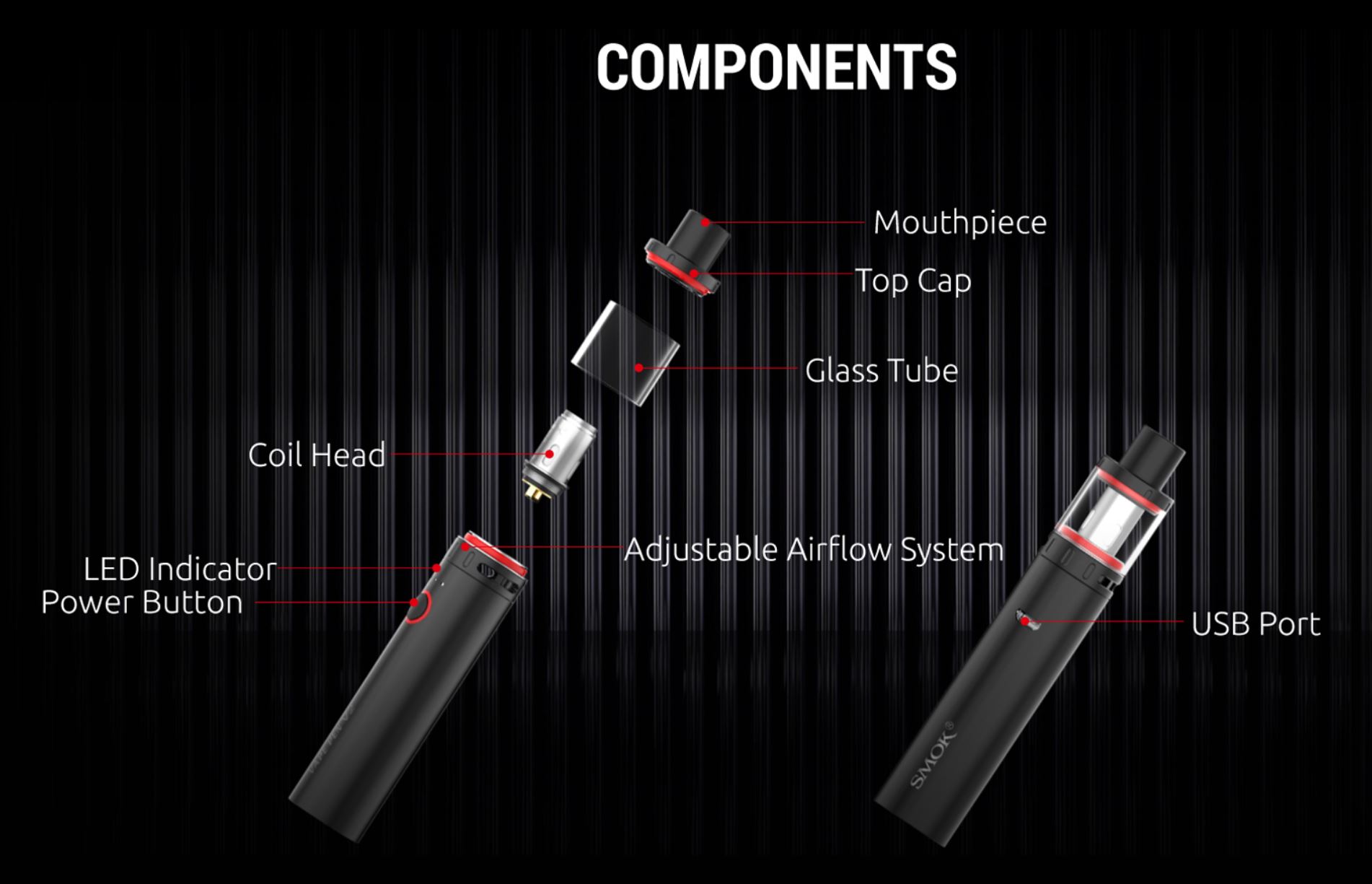 Smoktech Vape Pen V2 elektronická cigareta 1600mAh 7color 1 ks