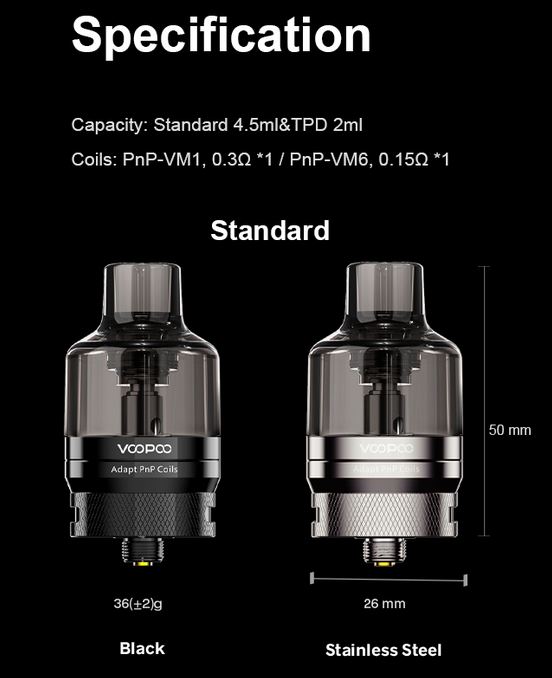 VOOPOO PnP Pod Tank Clearomizer Silver 4,5ml