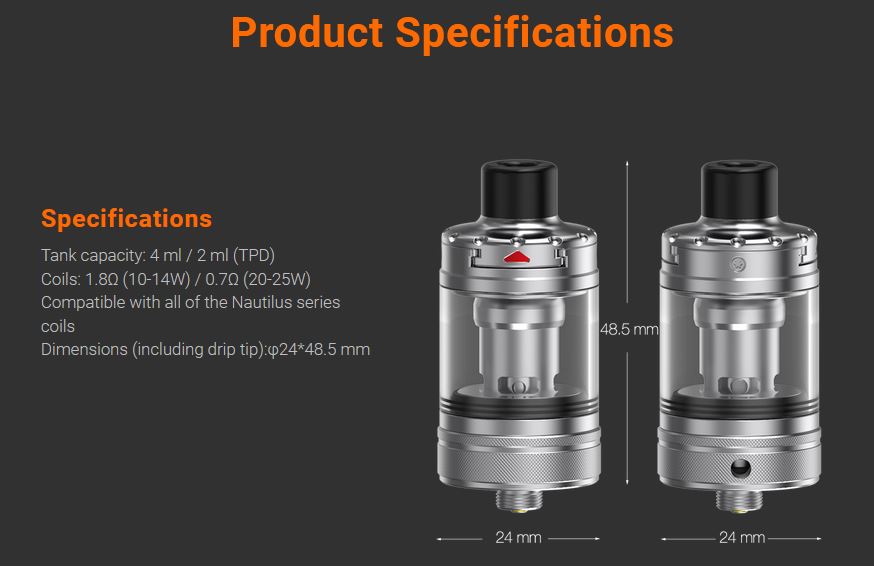 aSpire Nautilus 3 Clearomizer 4ml Black