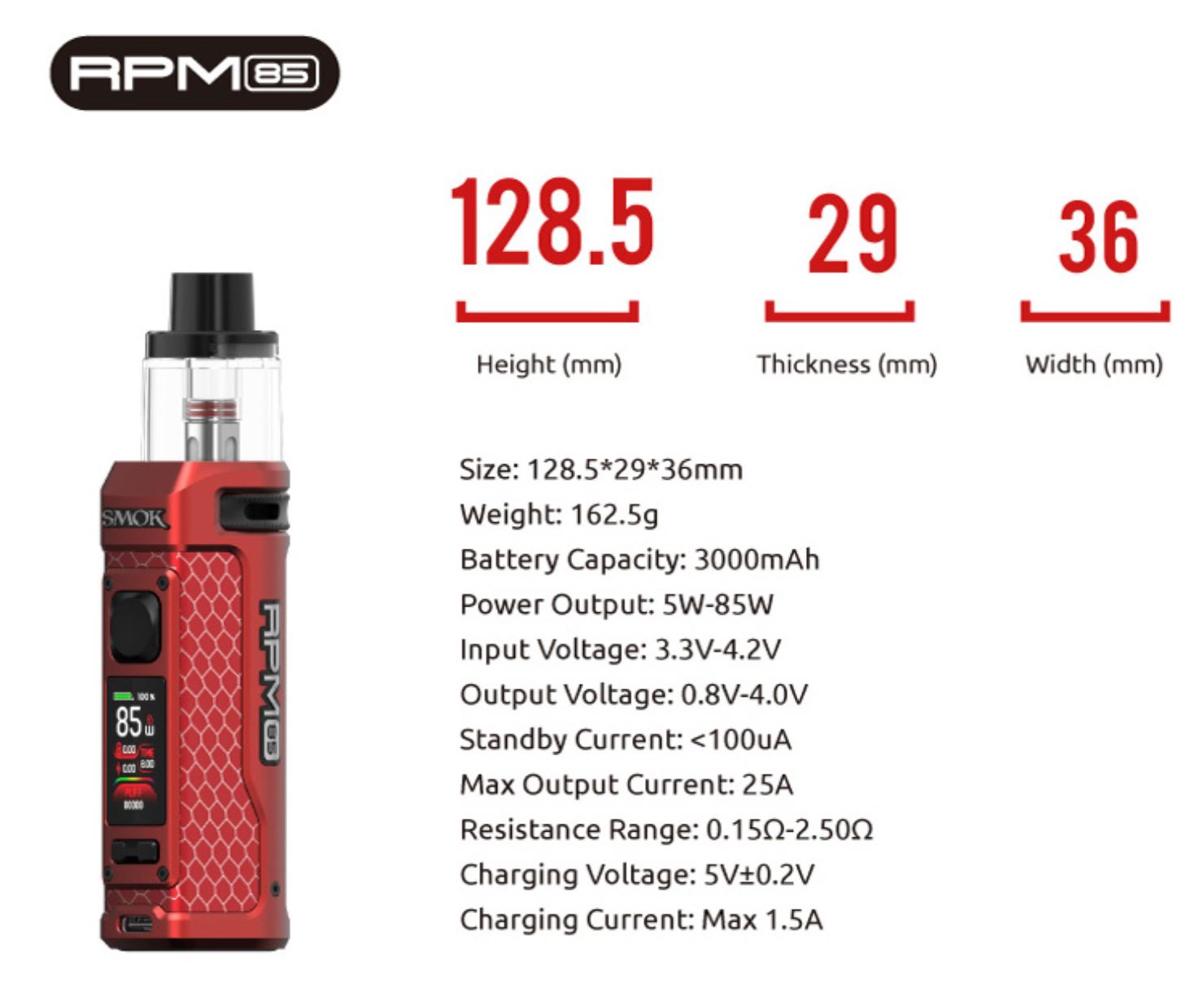 Smoktech RPM 85 grip Full Kit 3000 mAh Matte Blue 1ks