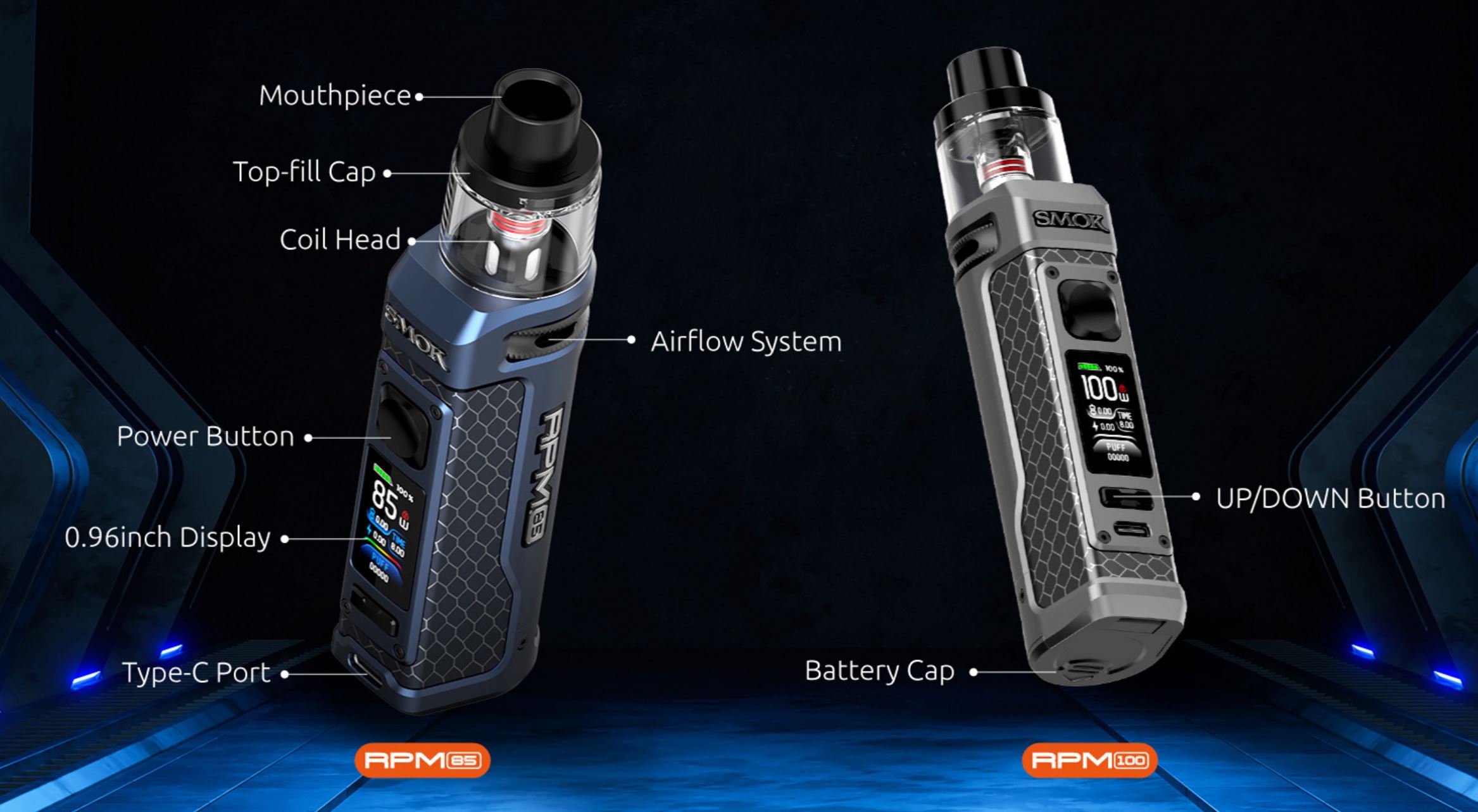 Smoktech RPM 100 grip Full Kit 100W Matte Red
