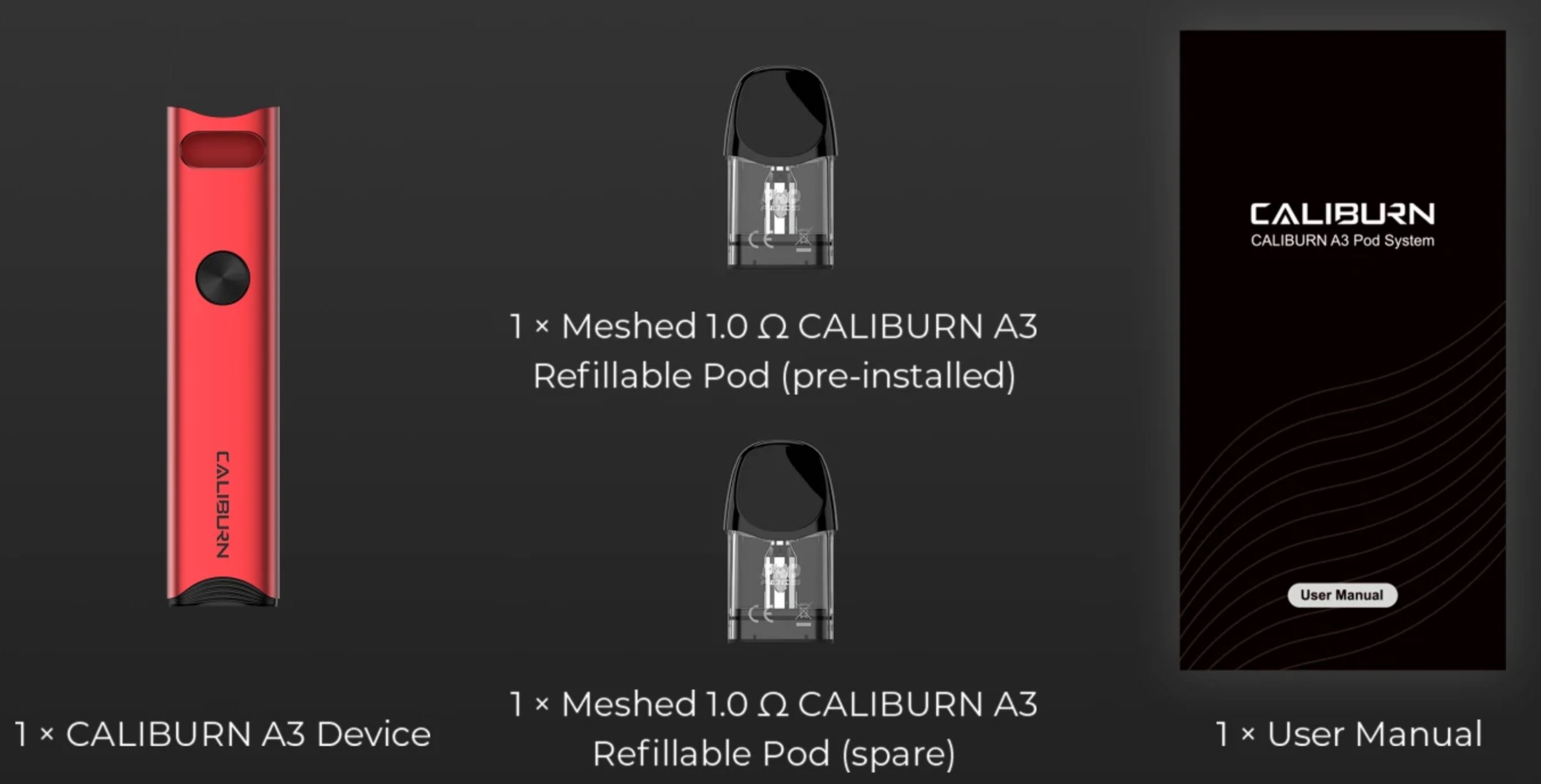 Uwell Caliburn A3 Pod Kit 520 mAh Šedá 1 ks