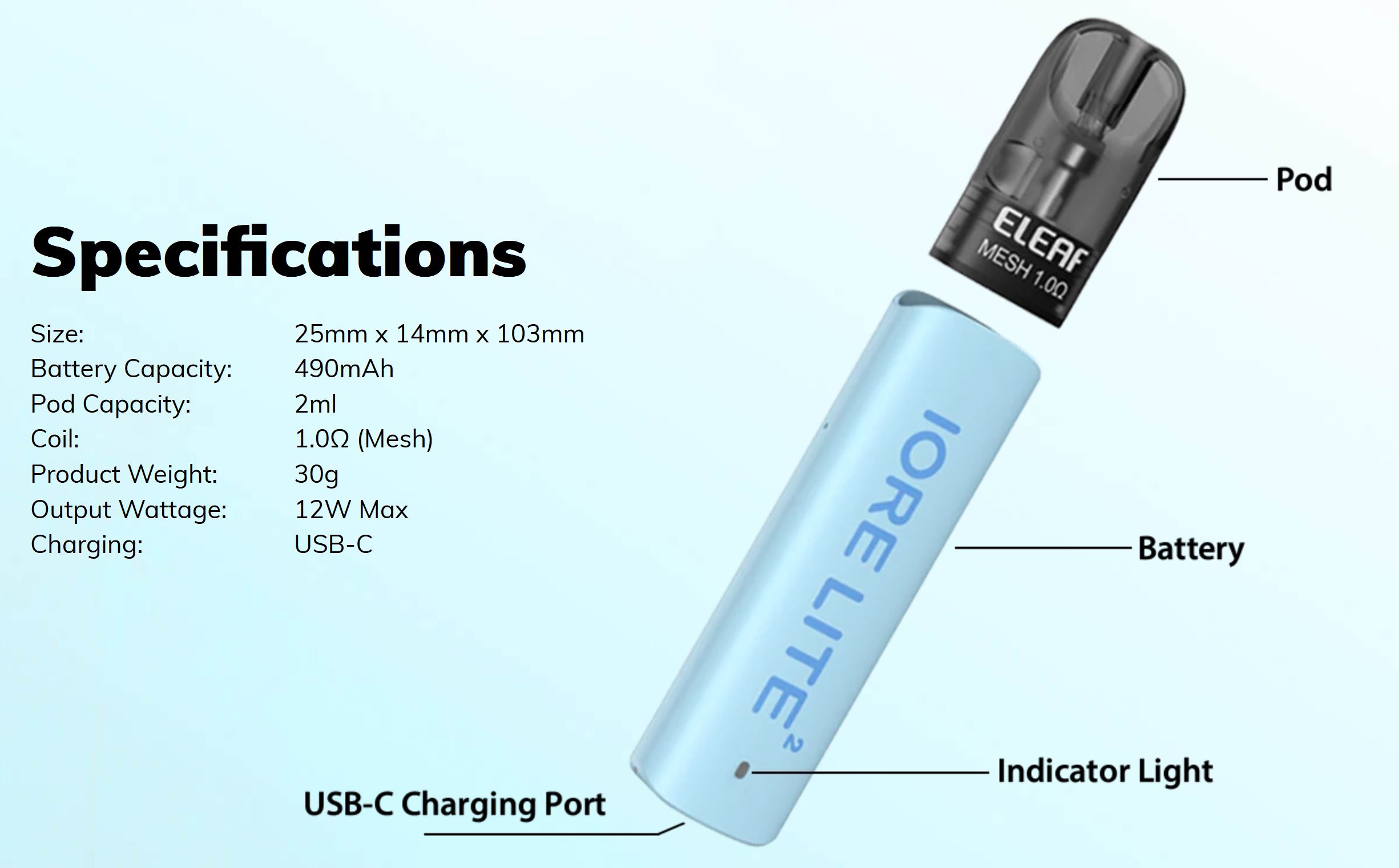 iSmoka Eleaf Iore Lite 2 490 mAh Greenery 1 ks