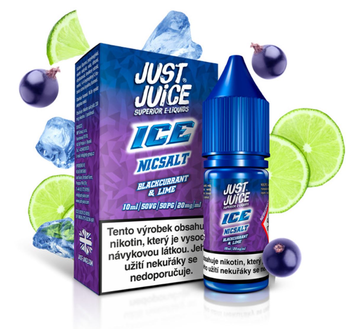 Just Juice Salt ICE Blackcurrant & Lime (Ledový černý rybíz & limetka) 10 ml 11 mg