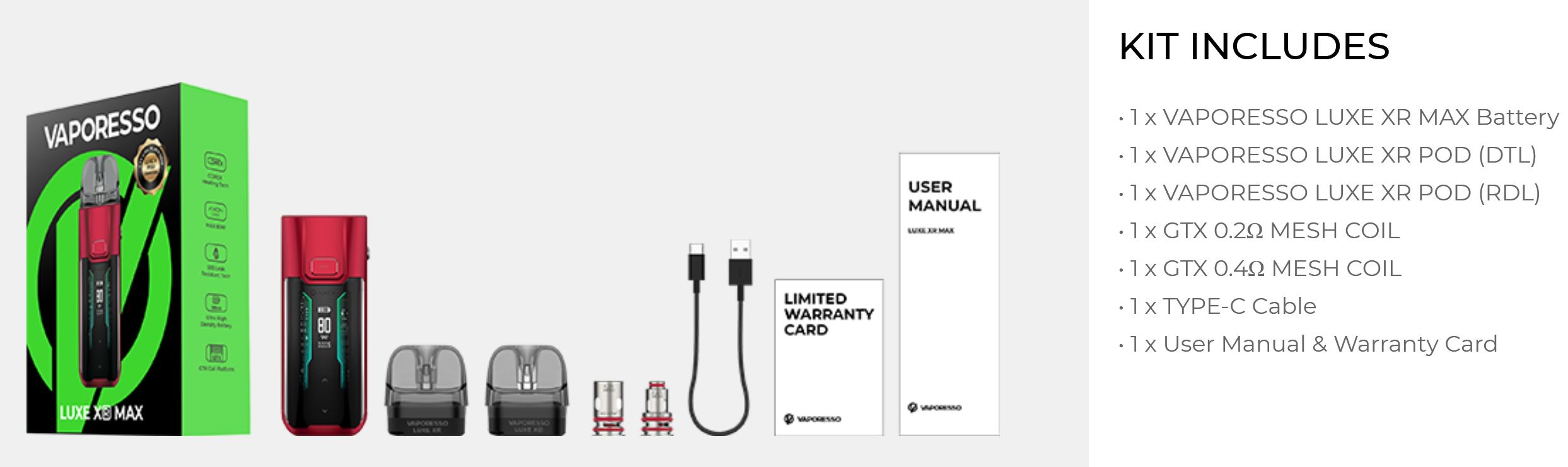 Vaporesso LUXE XR MAX Pod Kit 2800mAh Grey 1 ks