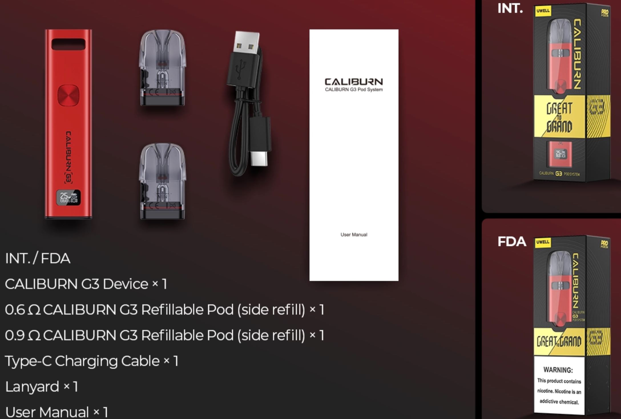 Uwell Caliburn G3 900 mAh Silver 1 ks