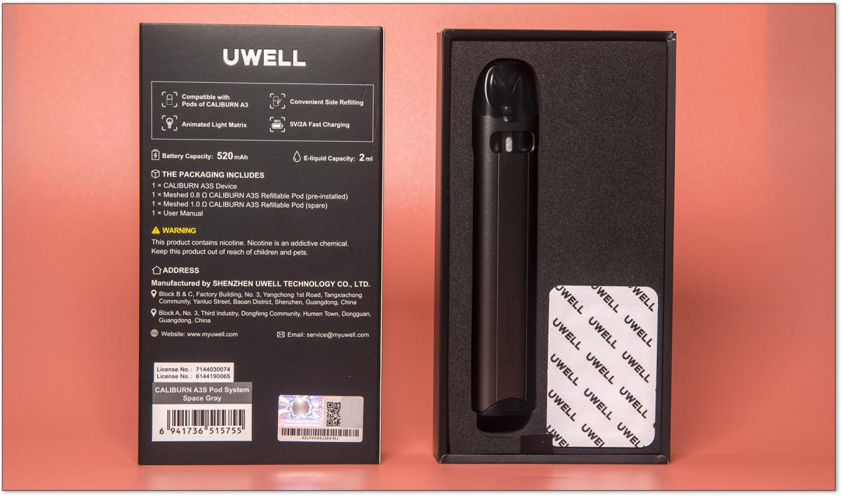 Uwell Caliburn A3S Pod 520 mAh Midnight Black 1 ks