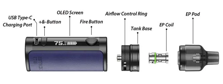 Eleaf iStick i75 3000mAh Kit s EP Pod Tank Brown