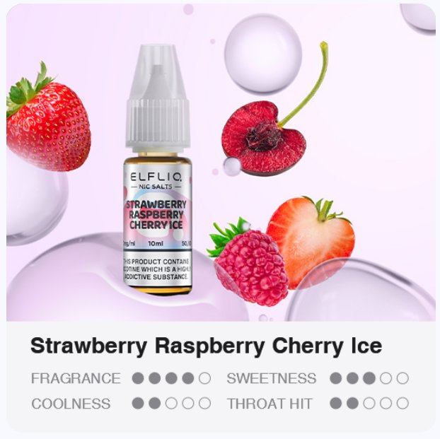 ELFLIQ Nic SALT Strawberry Raspberry Cherry Ice 10ml 10mg