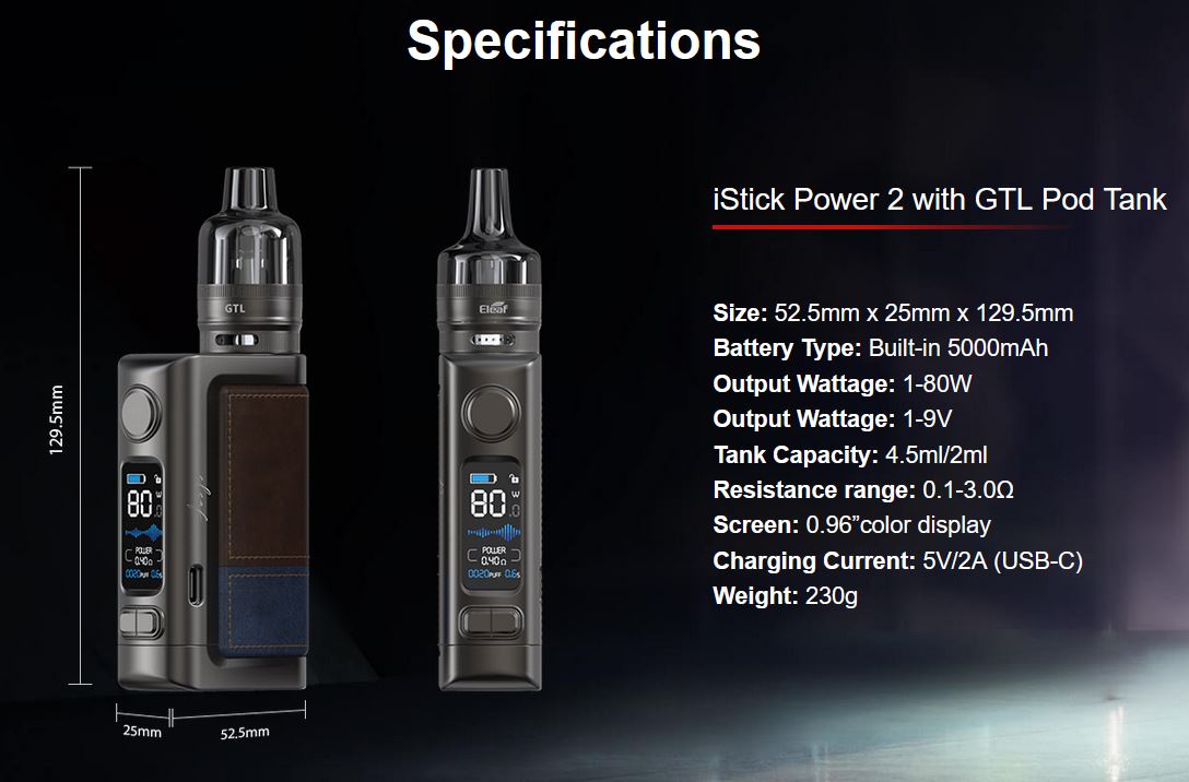 iSmoka Eleaf iStick Power 2 80 W full Kit Grip Black 5000 mAh 1 ks