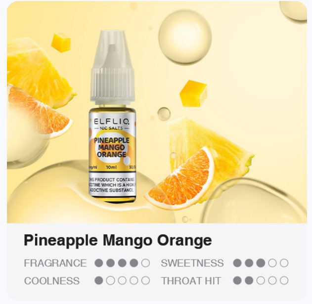 ELFLIQ Nic SALT Pineapple Mango Orange 10ml 20mg