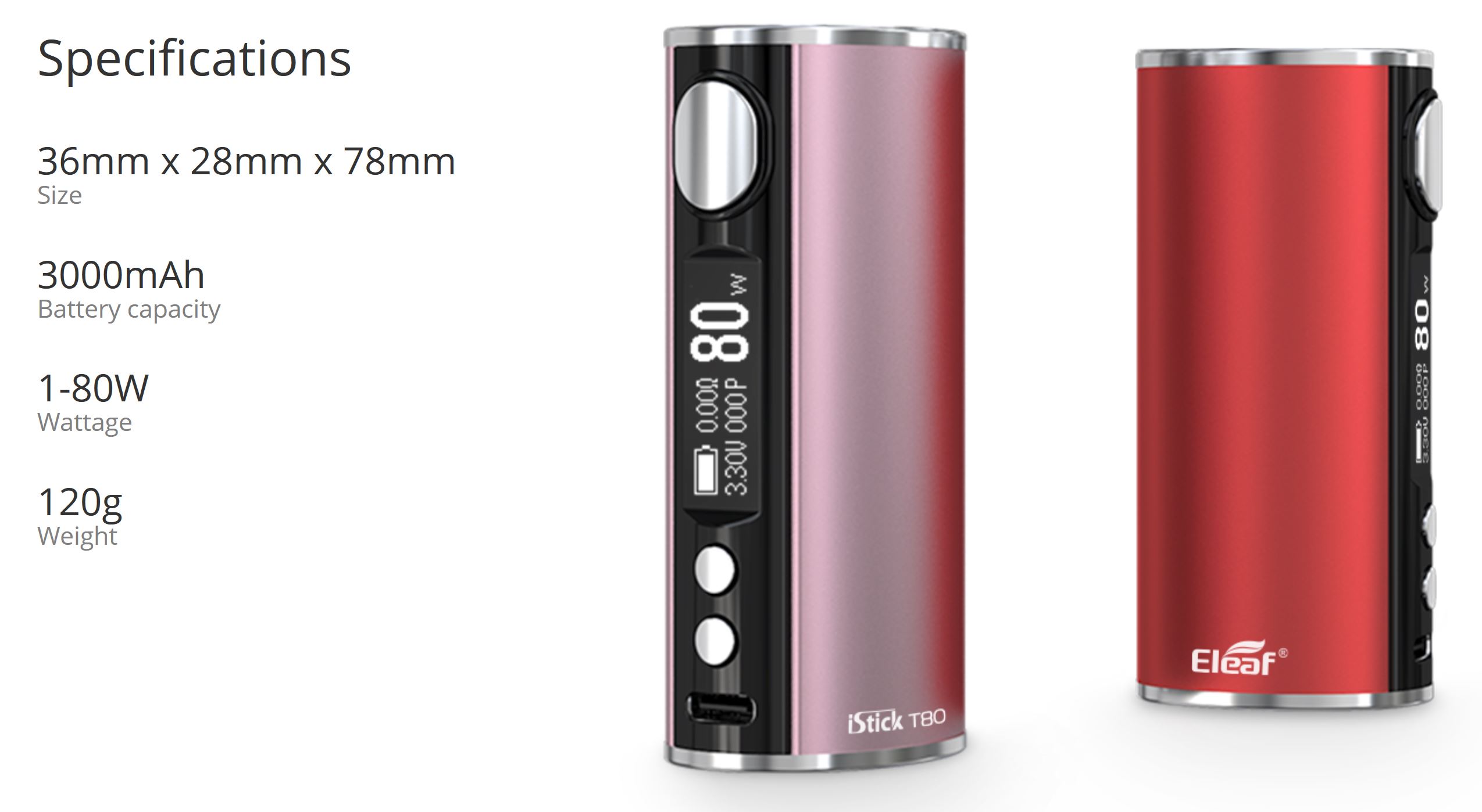 iSmoka Eleaf iStick T80 80W Grip Easy Kit 3000mAh černá
