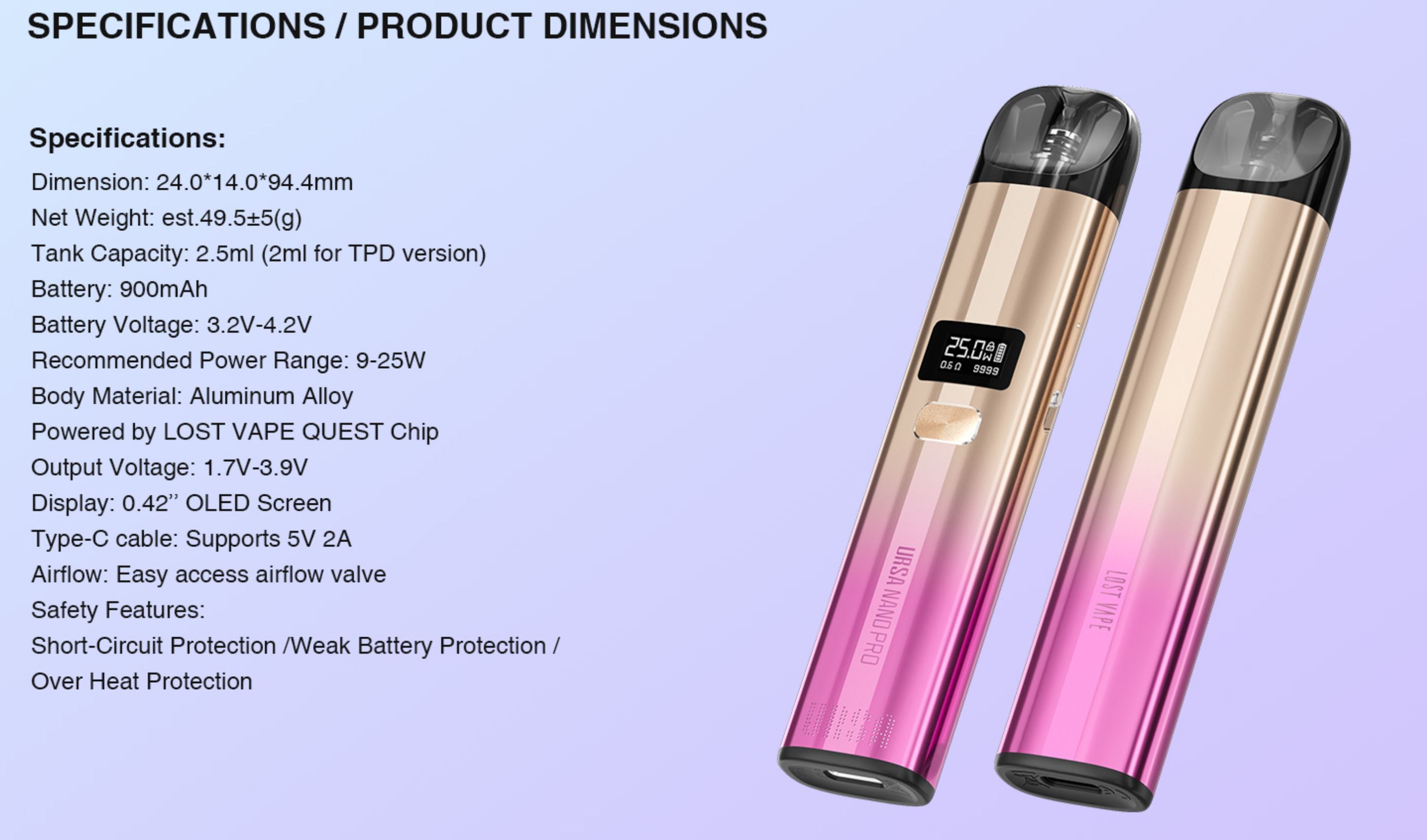 Lost Vape Ursa Nano Pro Antarctica G 900 mAh 1 ks