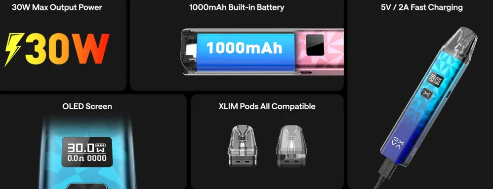 OXVA Xlim Classic EDITION 1000 mAh Silver 1 ks