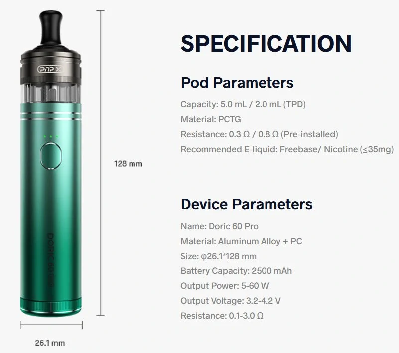 VooPoo Doric 60 Pro 2500 mAh Astral Silver 1 ks