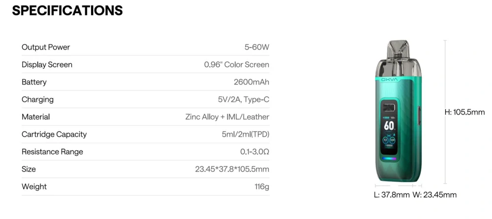 OXVA Vprime Pod Kit 2600 mAh Glorious Gold 1 ks