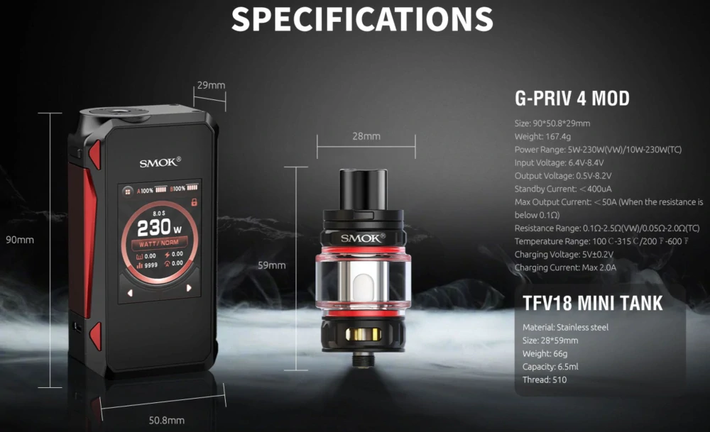 Smoktech G-Priv 4 230W grip Full Kit Blue