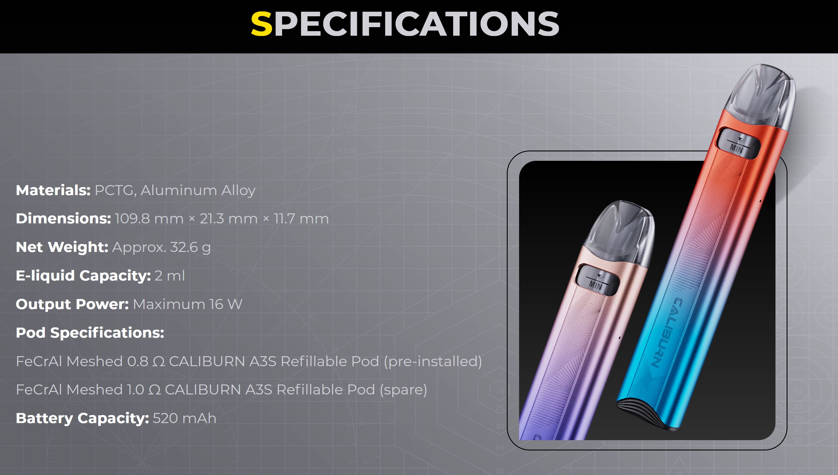 Uwell Caliburn A3S Pod 520 mAh Iris Purple 1 ks
