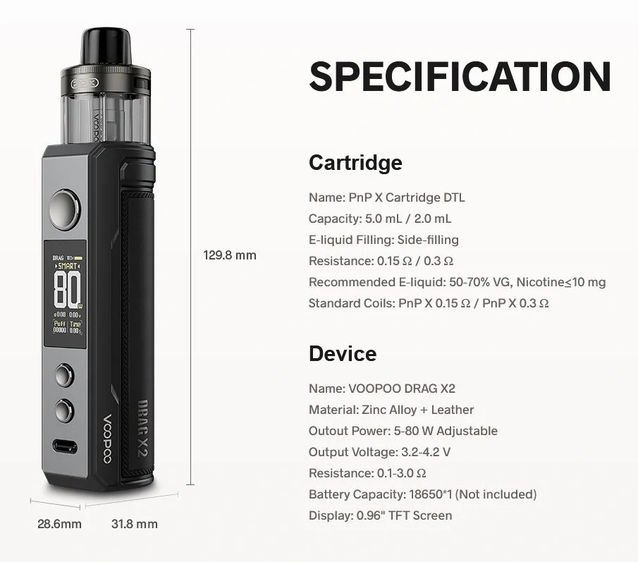 VOOPOO Drag X2 Mod Pod 80W Full Kit Checkered Black 0 mAh 1 ks