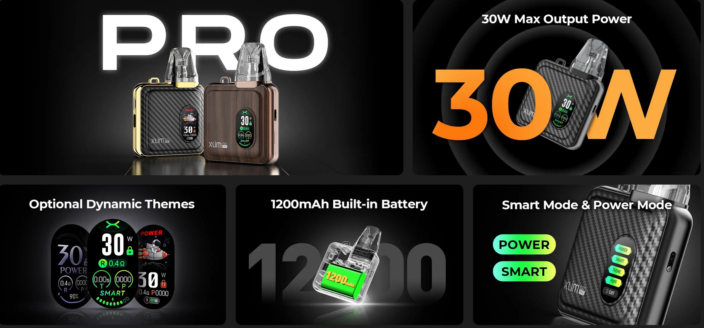 OXVA Xlim SQ Pro Pod Kit 1200 mAh Black Leather 1 ks