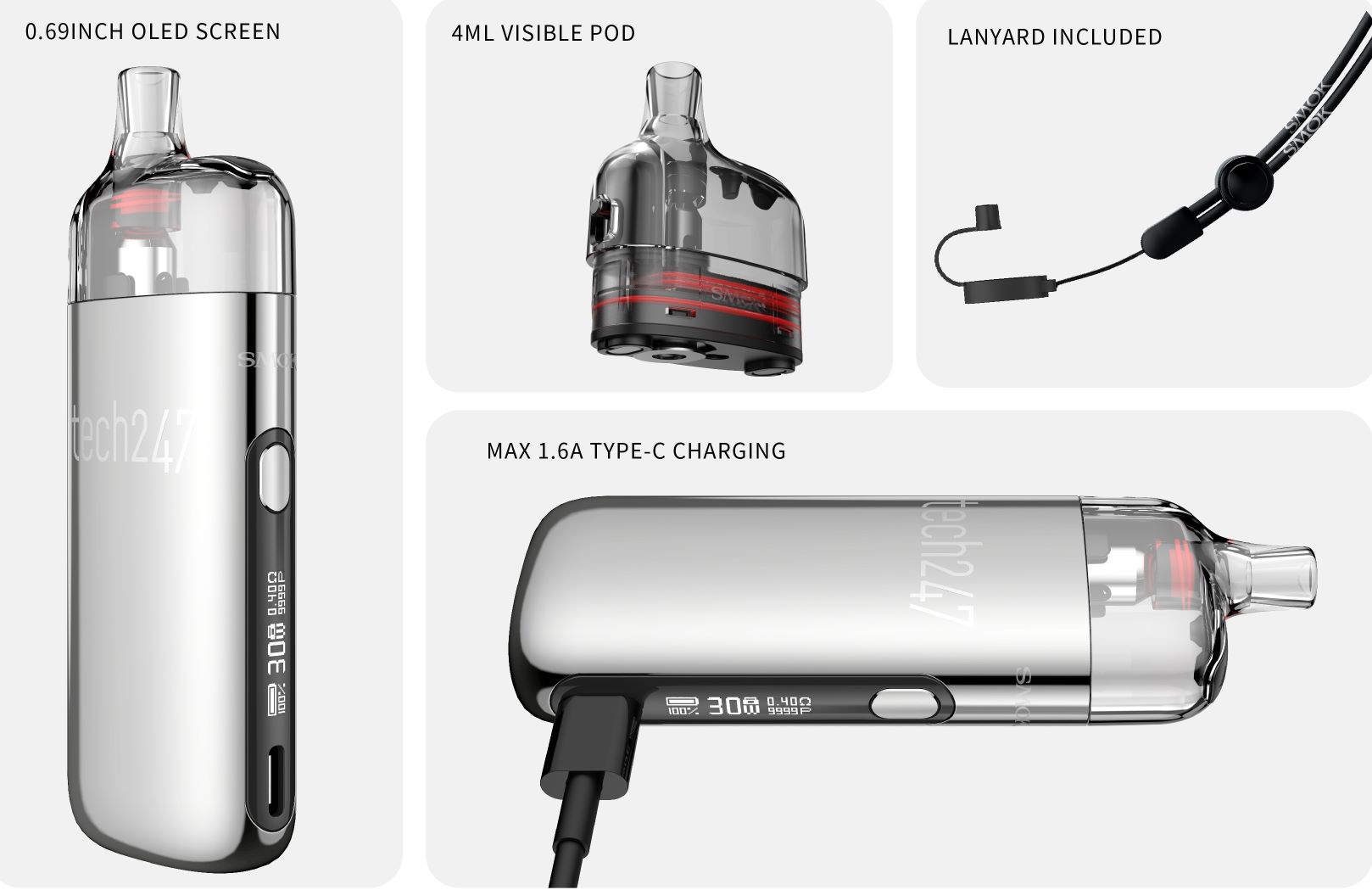 Smoktech Tech247 Pod 1800mAh Black 1 ks
