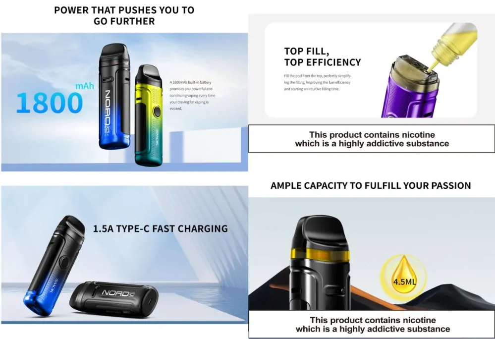 Smoktech NORD C 50W 1800 mAh Transparent Black 1 ks