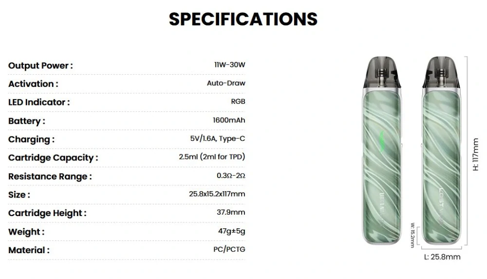 Lost Vape Ursa Nano S 3 Pod 1600 mAh Levander Ice