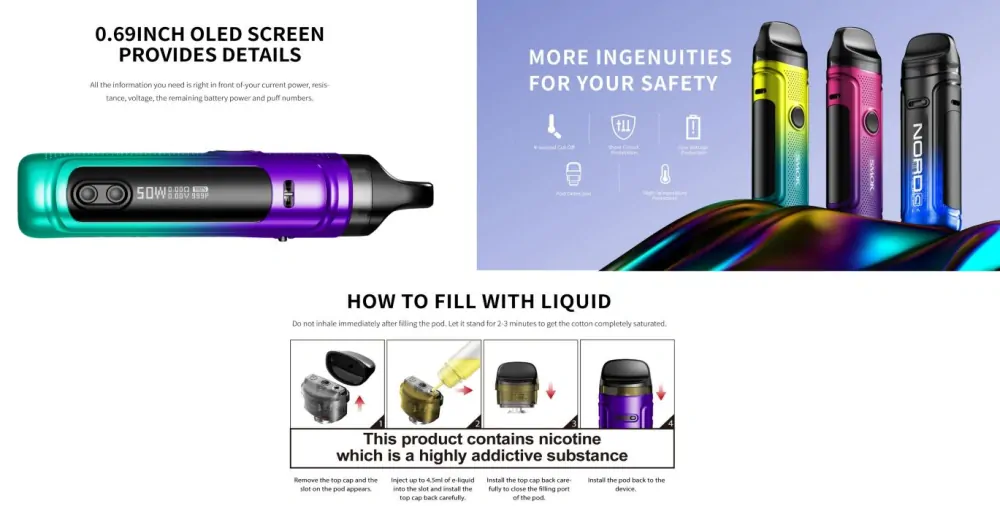 Smoktech NORD C 50W 1800 mAh Transparent Black 1 ks