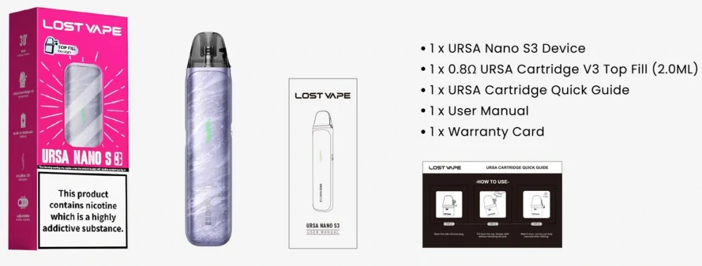 Lost Vape Ursa Nano S 3 Pod 1600 mAh Levander Ice