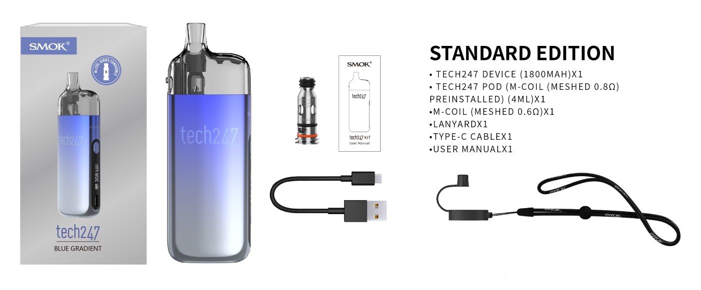 Smoktech Tech247 Pod 1800mAh Black 1 ks