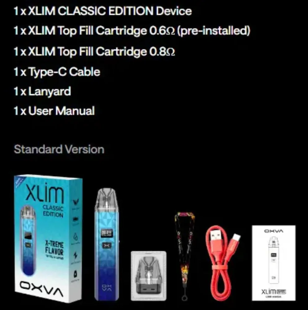 OXVA Xlim Classic EDITION 1000 mAh Silver 1 ks